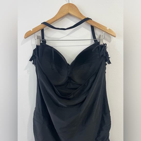 Swimsuits For All Fringe Ruffle Swim Dress bandeau removable straps 24 - Picture 5 of 7